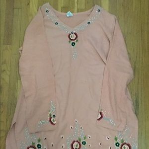 Pink with flower design kurta